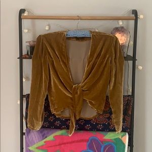 Reformation Gold Velvet Cardigan
